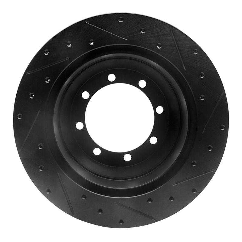 Ford F-350 Super Duty Brake Rotor (1) - Rear Left - R1 Concepts - Drilled & Slotted - Black - `99-`04